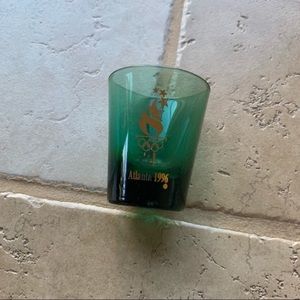 Vintage collectible Atlanta 1996 Olympics green shot glass